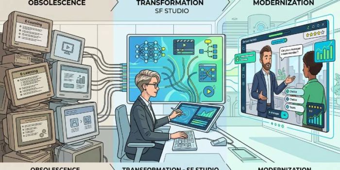 E-learning obsolète ? Modernisez-le avec SF Studio, sans refonte.