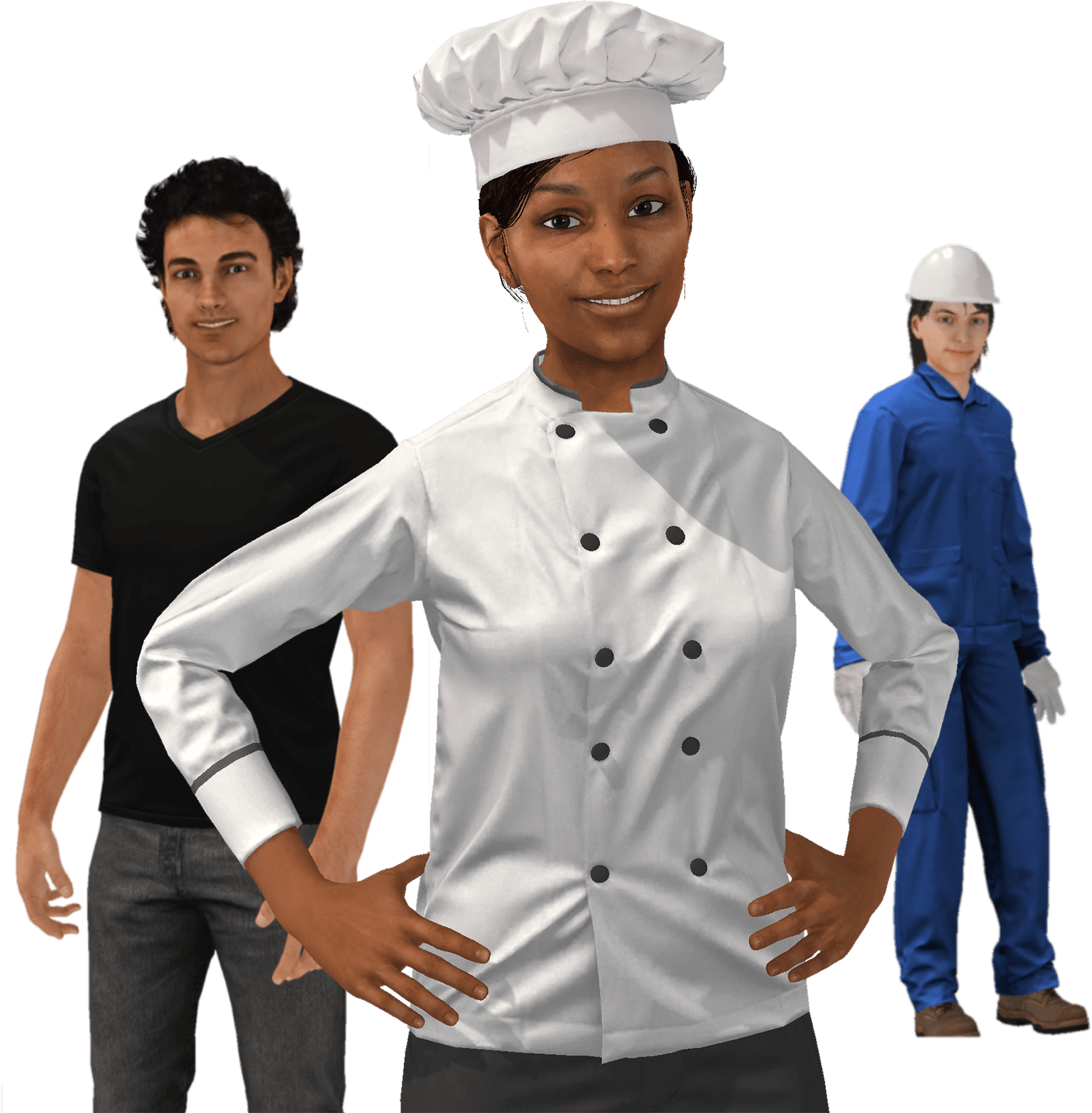 Exemple de scène de VTS Editor avec des personnages
