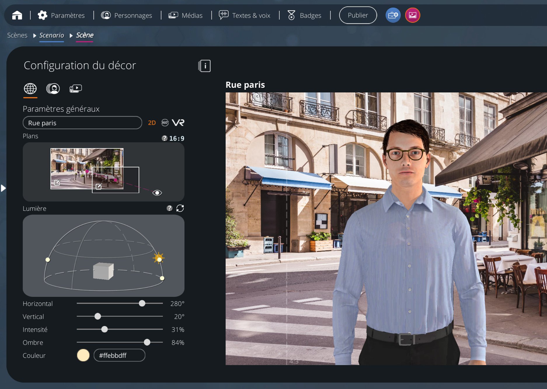 Create your own sceneries with the scenery configurator in VTS Editor